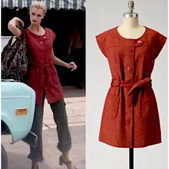 Anthropologie Tabitha Blustery Days Vest Dress Jacket in Rust Size 2 - Picture 4 of 9
